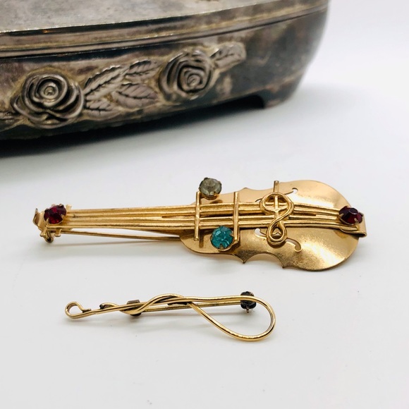 Vintage Guitar Violin Note Brooch Lot - Picture 6 of 10